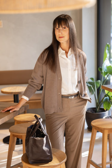 Bene 100% Merino Cardigan Taupe