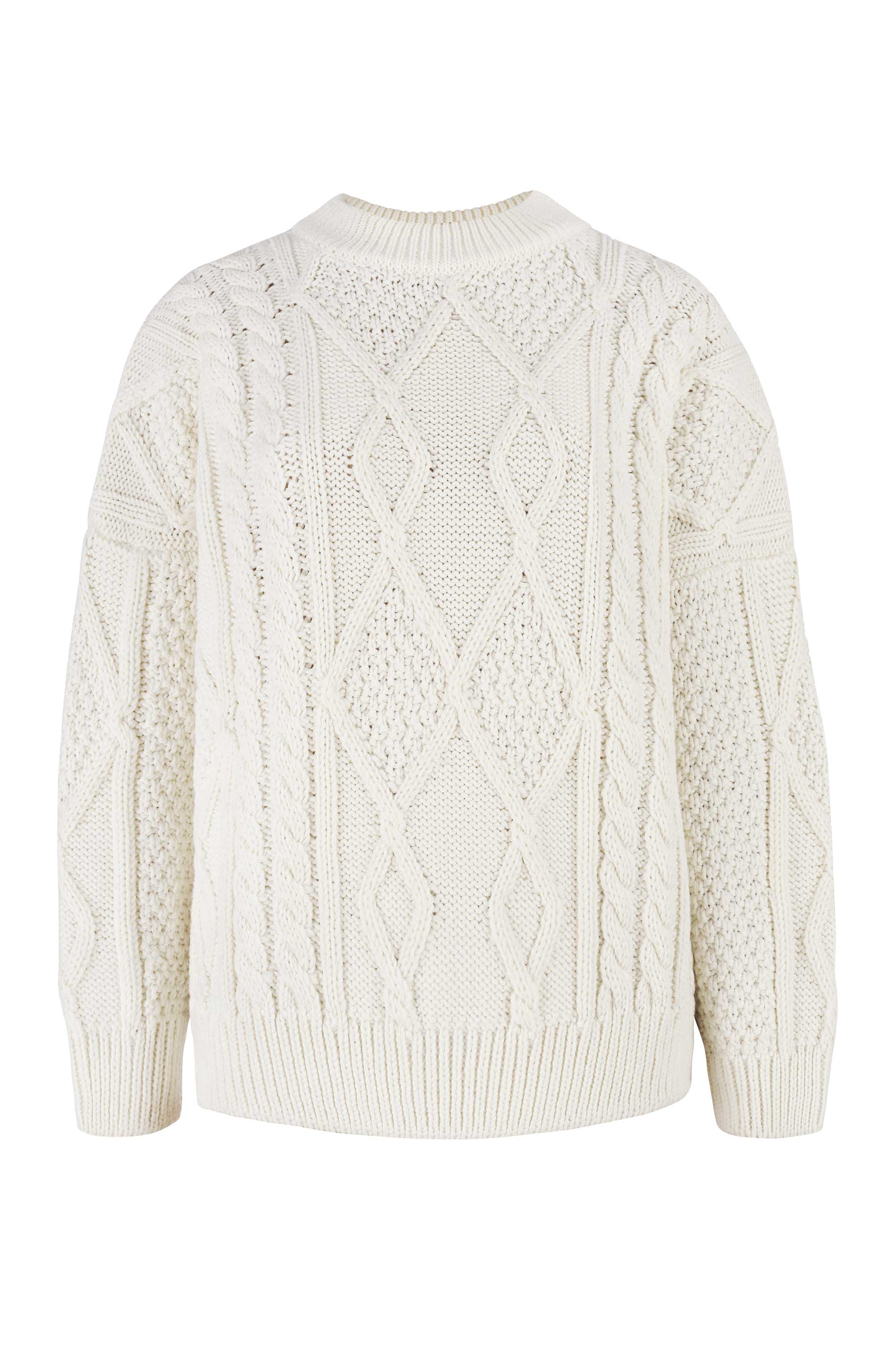Nonna Cable-Knit 100% Merino Sweater White - Main Image