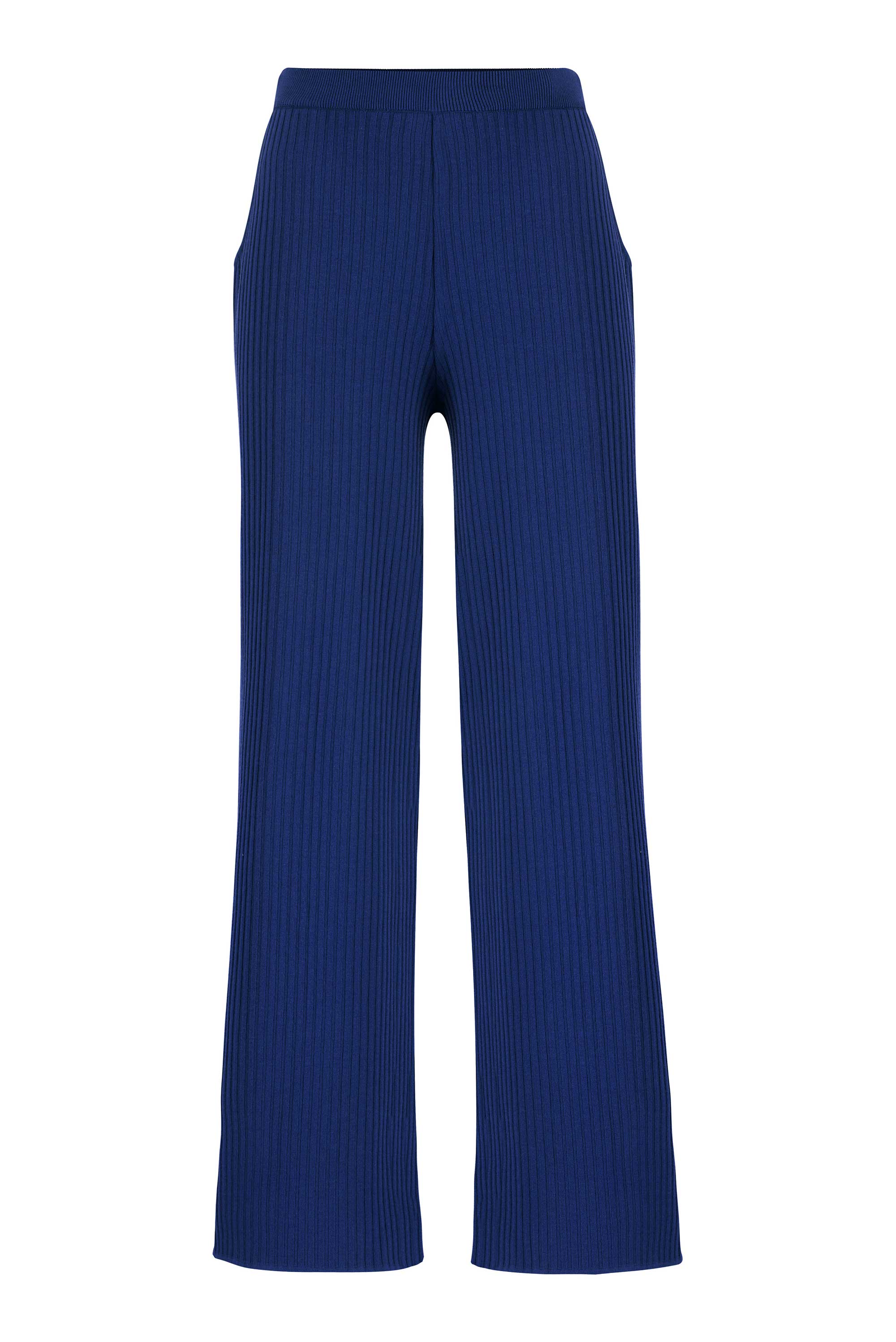Ribbed Wide-Leg Pants - Navy | VERA – SALANIDA