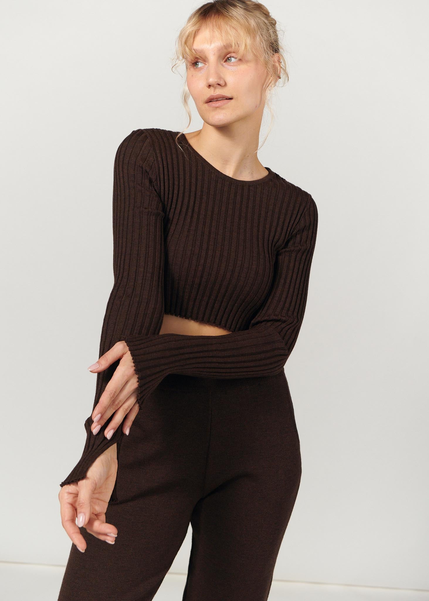 Brera 100% Merino Crop Top Chocolate *LIMITED EDITION*