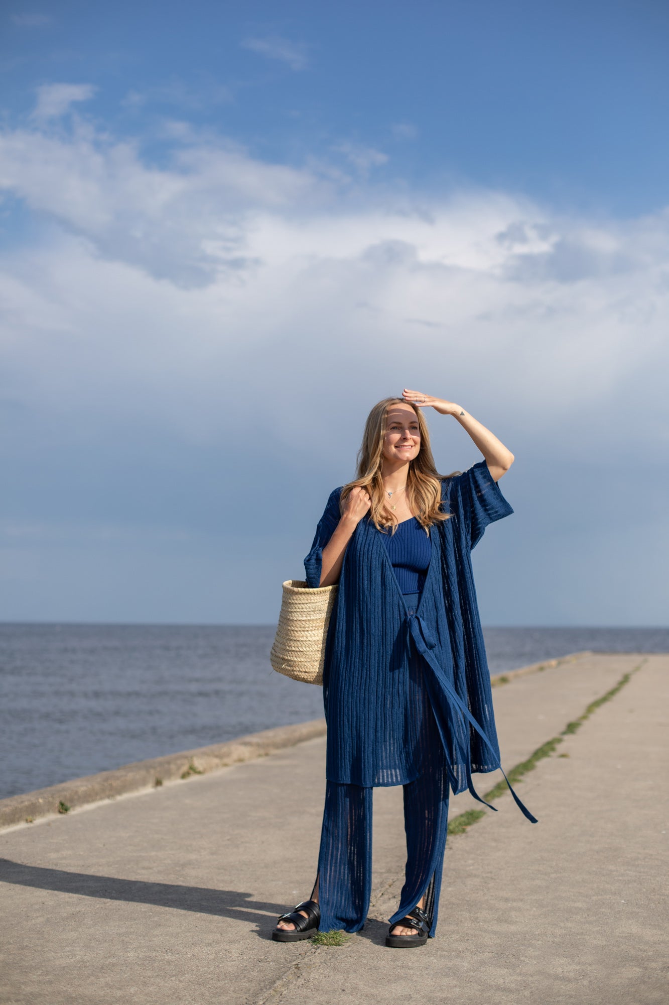 Sole 100% Linen Beach Dress Navy