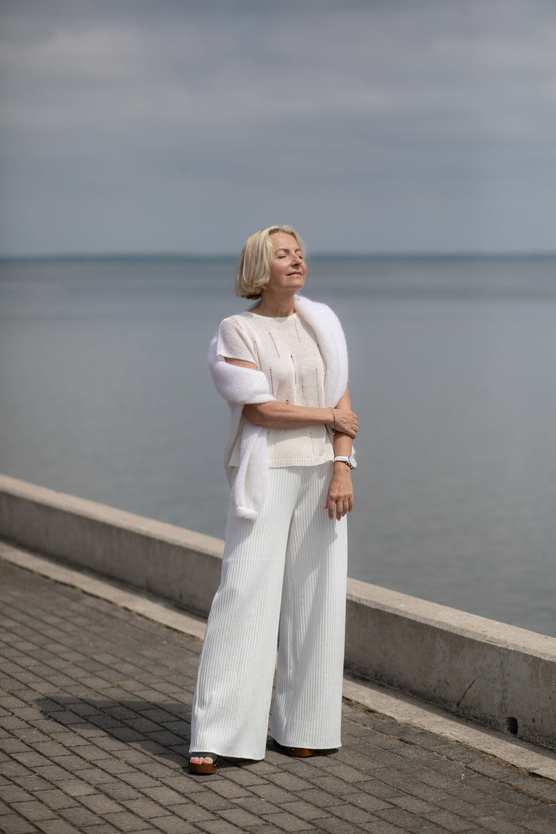 Terra Distressed Linen Top White