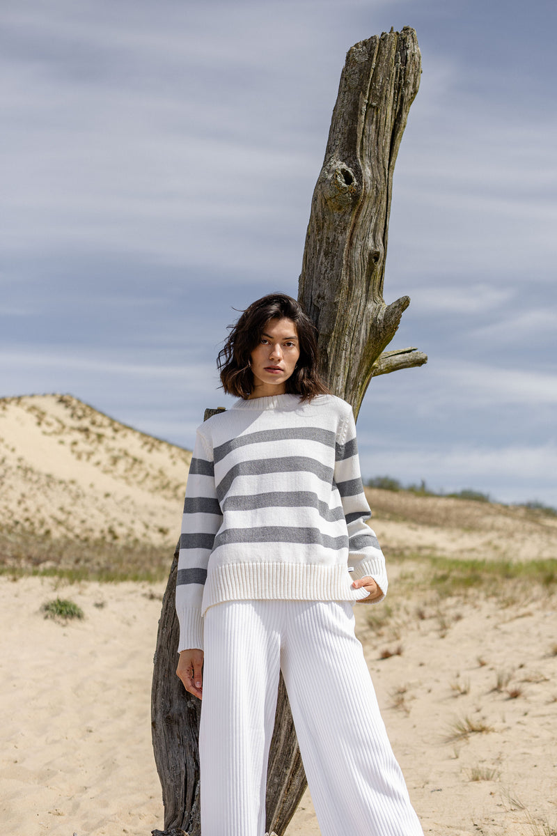 Marina Striped 100% Merino Jumper Grey *New in*