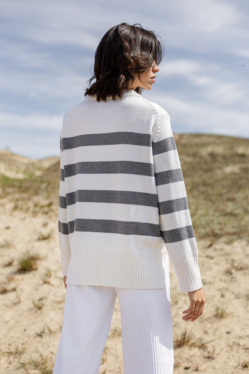 Marina Striped 100% Merino Jumper Grey *New in*