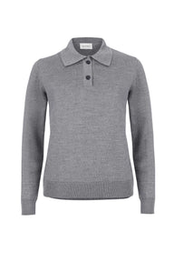 Galante 100% Merino Polo Top Light Grey
