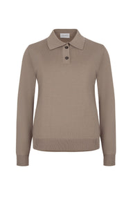 Galante 100% Merino Polo Top Taupe