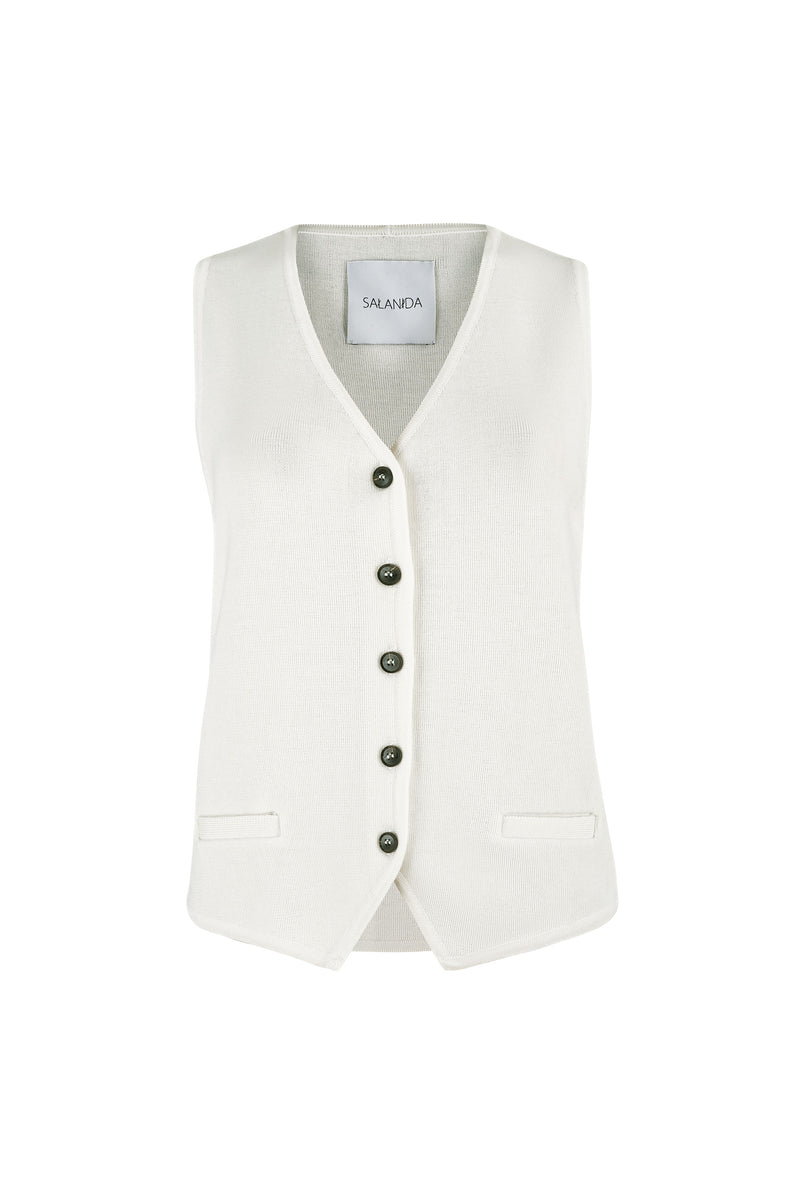 Galante Knitted 100% Merino Waistcoat White *Limited Edition*