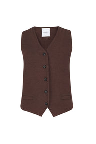 Galante Knitted 100% Merino Waistcoat Chocolate
