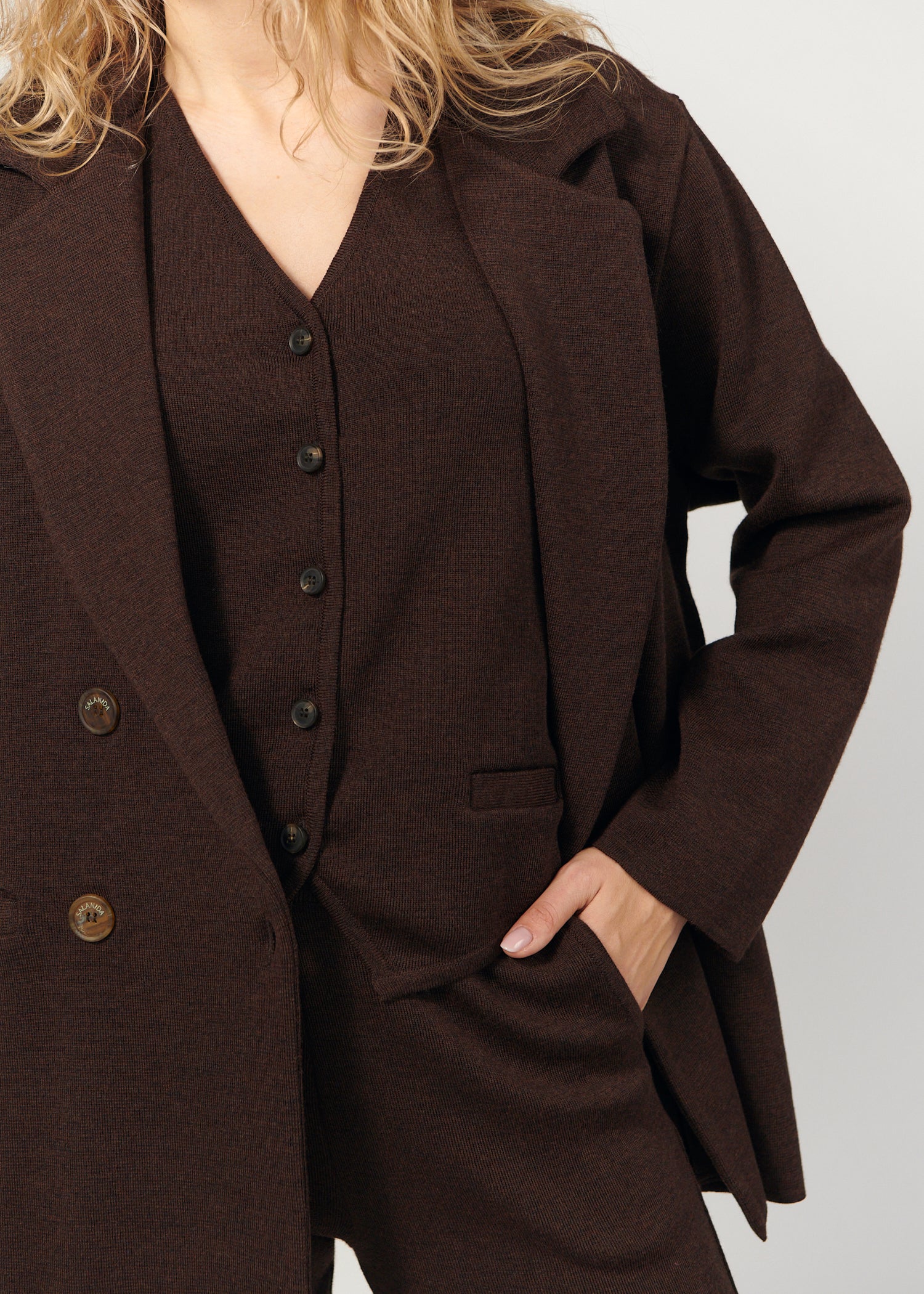 Forza Knitted 100% Merino Blazer Chocolate