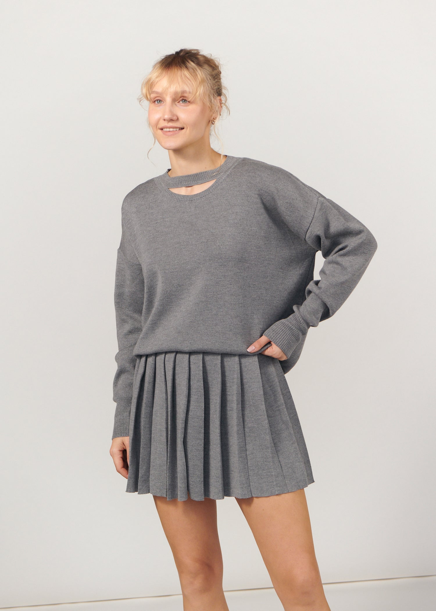 Piccolo & Rotondo 100% Merino Co-ord in Light Grey