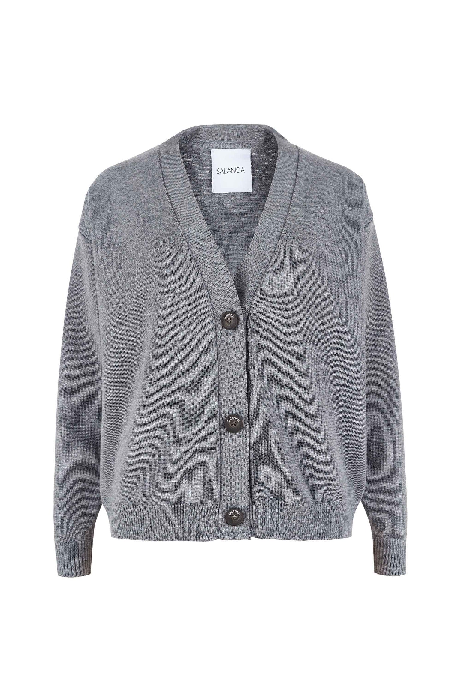 Bene 100% Merino Cardigan Light Grey