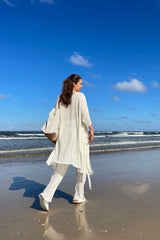 Sole 100% lino paplūdimio suknelė Balta