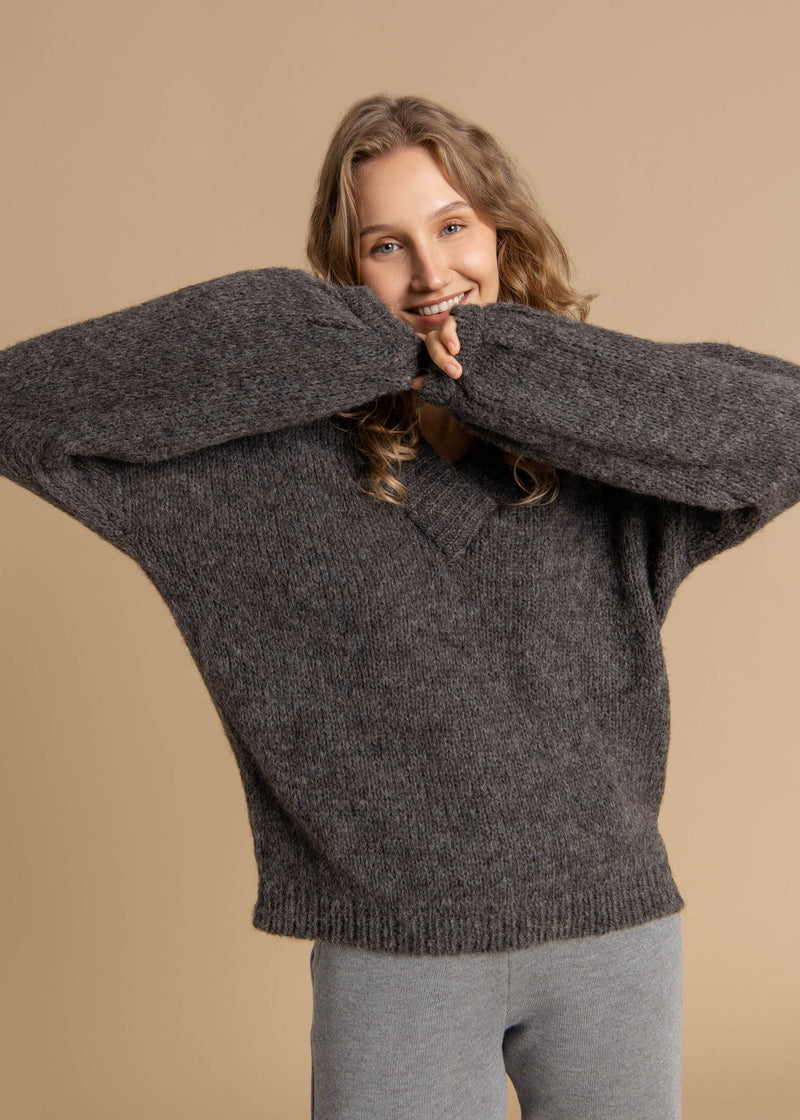 Harmony V-neck Sweater Anthracite