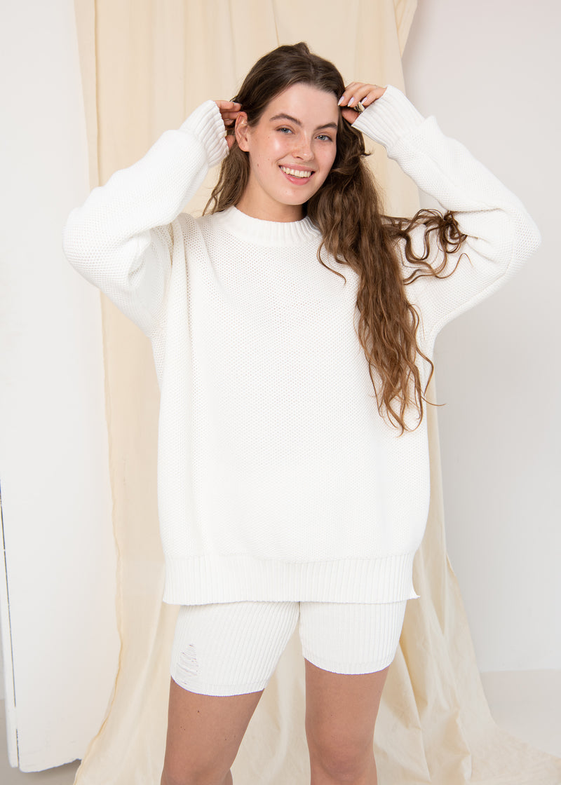 Honeycomb Unisex Jumper White