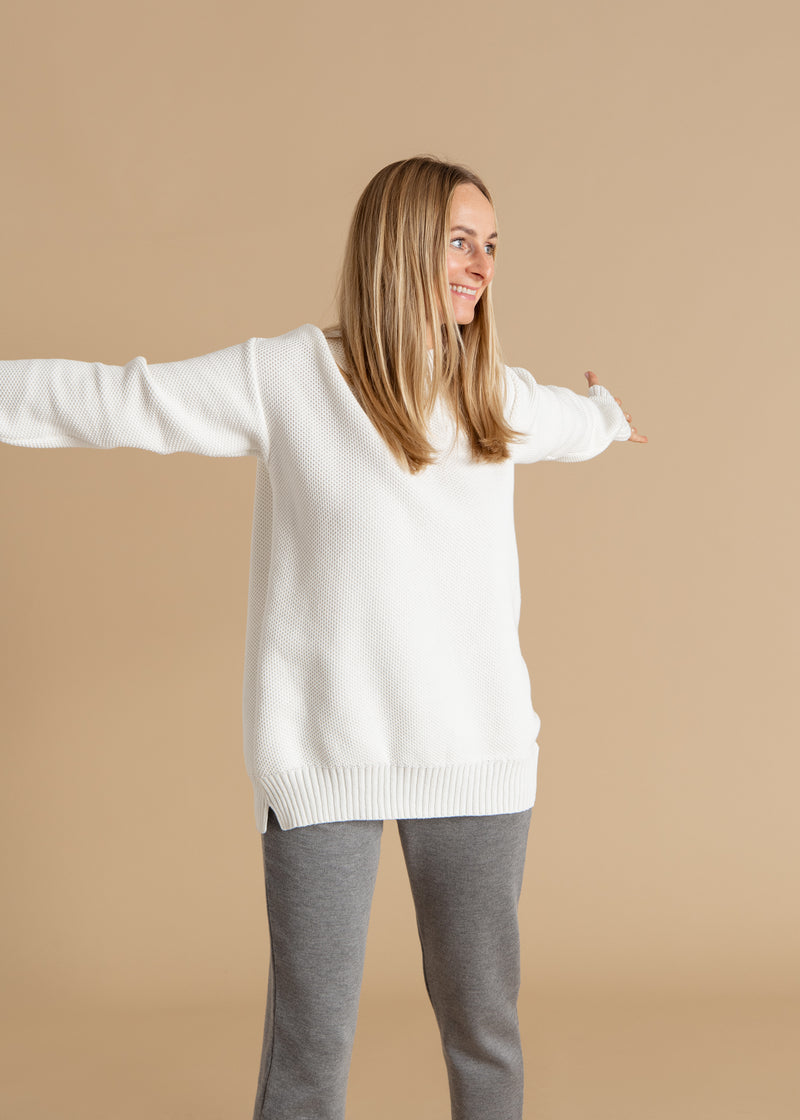 Honeycomb Unisex Jumper White